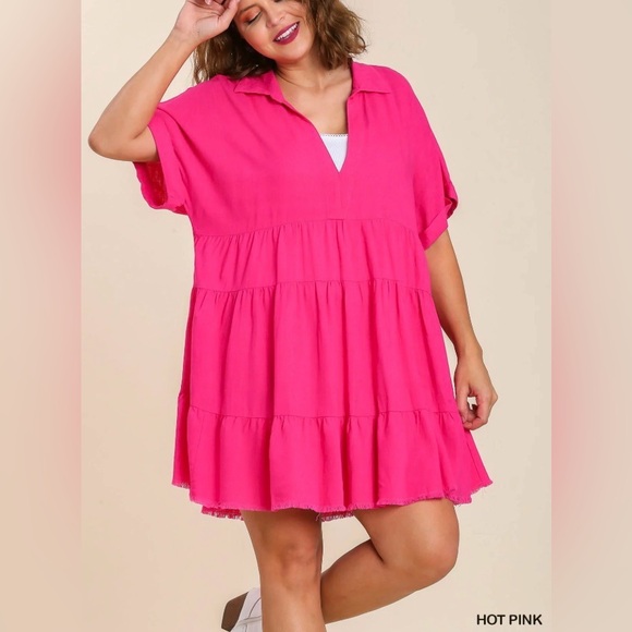 Umgee V-Neck Ruffle Dress - Picture 2 of 4